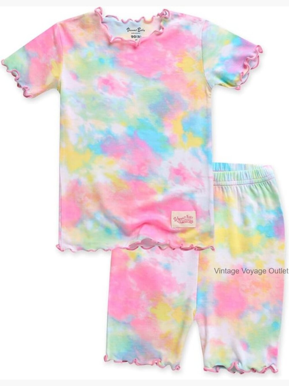 Kids Soft Bamboo Pajama Set Short Sleeves Tie Dye
